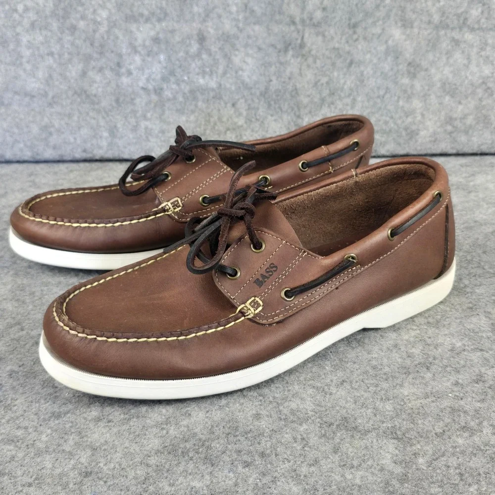 GH Bass Seafarer Mens Brown Leather Boat Shoes Size 10.5 M Loafers T251